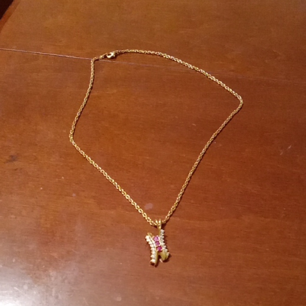 Elegant Gold Necklace with Multicolor Pendant